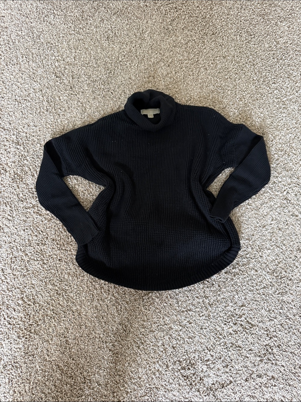Michael Kors Chunky Knit Pullover Black Ribbed Turtleneck Sweater